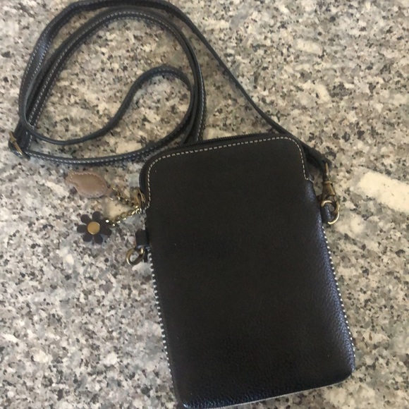 CHALA♥️CROSSBODY CAT APPLIQUÉ Leather 7.5”x5” EUC - Picture 5 of 12